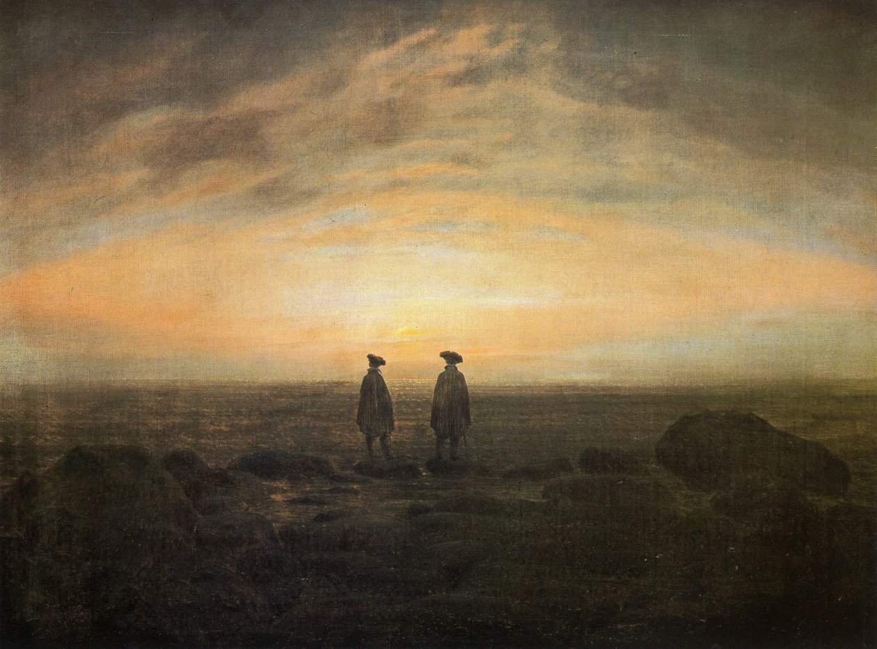 Duits: Zwei Männer am Meer Twee mannen aan zee door Caspar David Friedrich