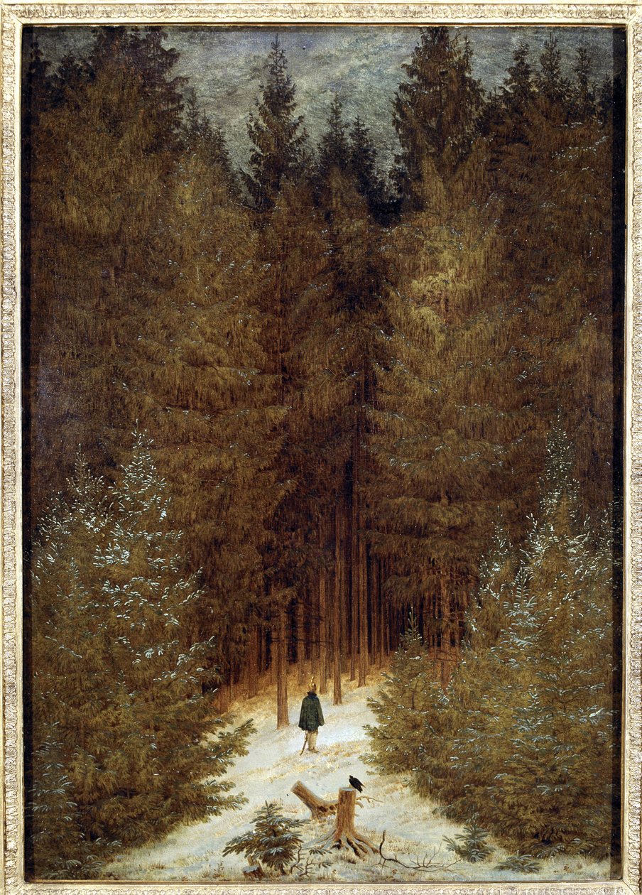 Jager in het bos door Caspar David Friedrich