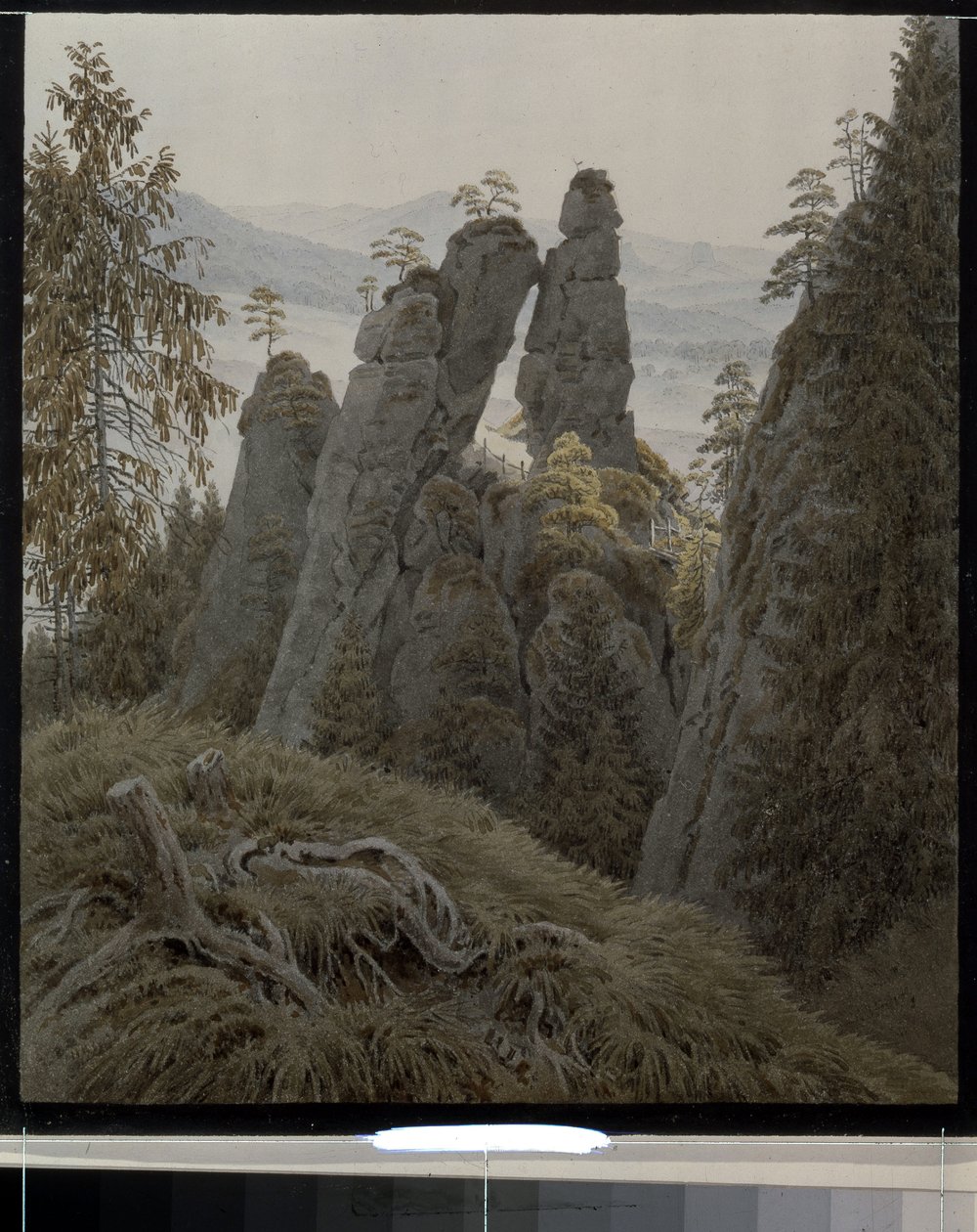 De rotsdeuren in Neurathen door Caspar David Friedrich