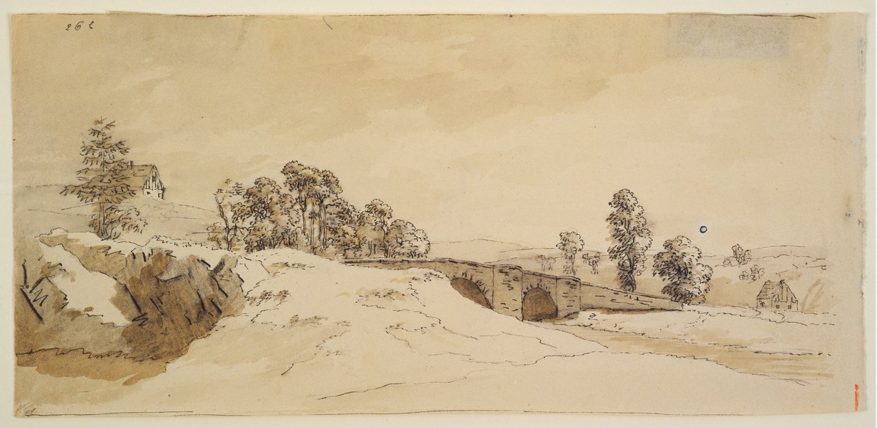 Landschap met brug door Caspar David Friedrich