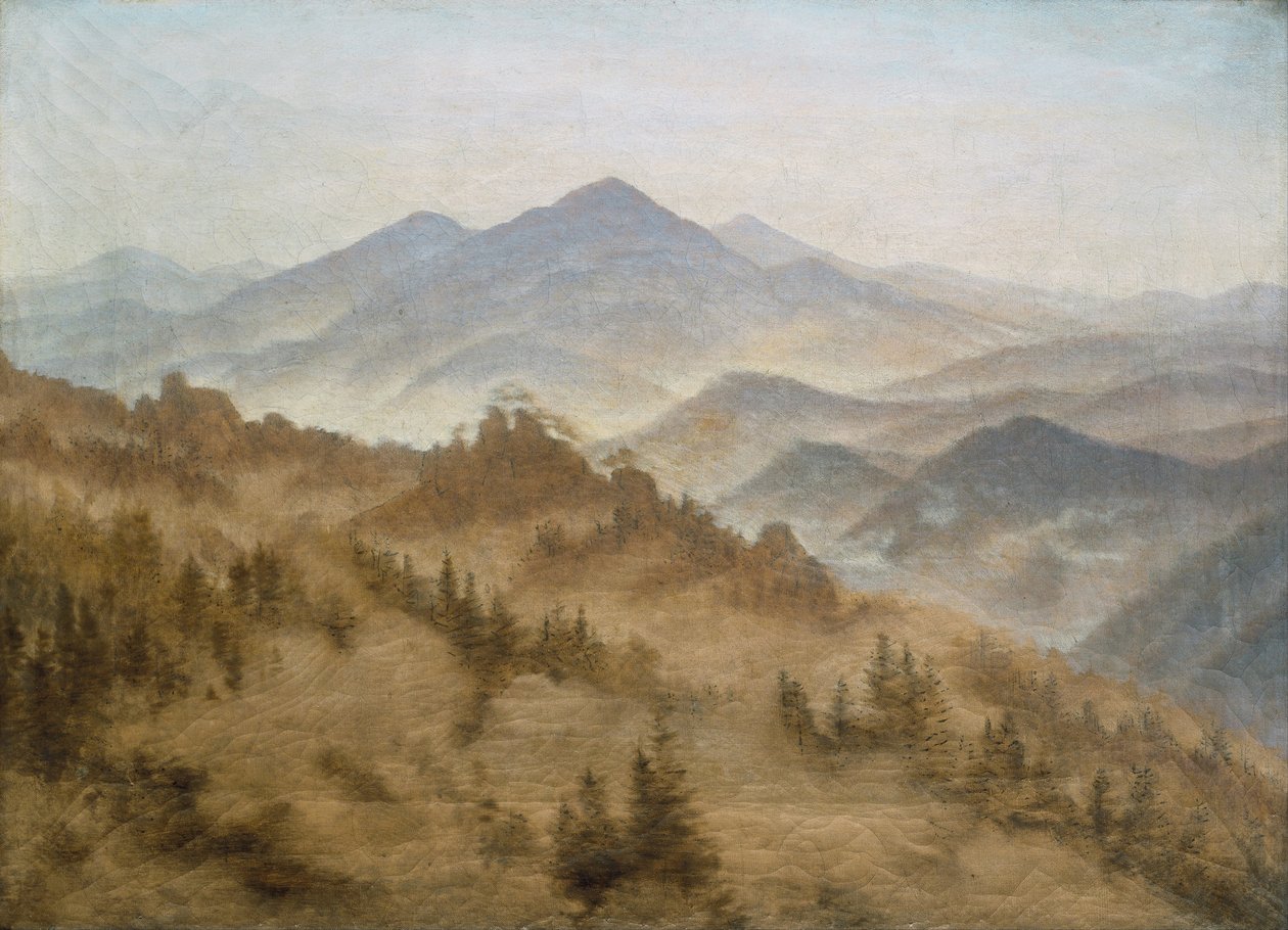 Landschap met de Rosenberg in de Boheemse bergen door Caspar David Friedrich