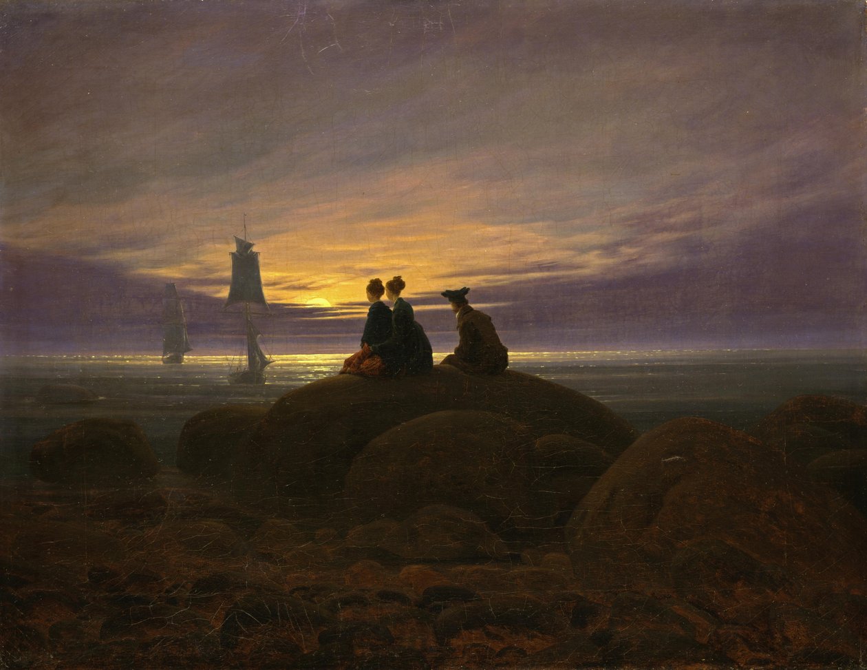 De maan komt op aan zee door Caspar David Friedrich