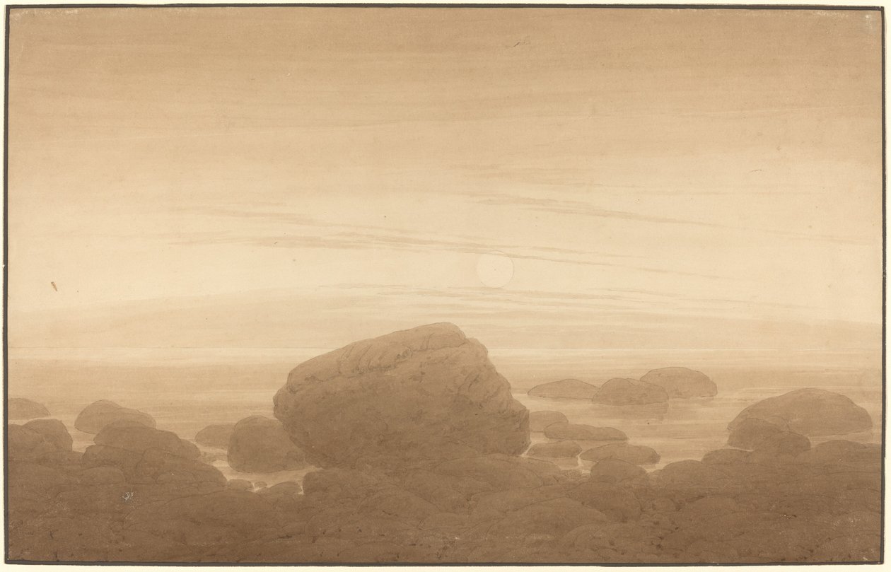 Maanopkomst op een lege kust door Caspar David Friedrich
