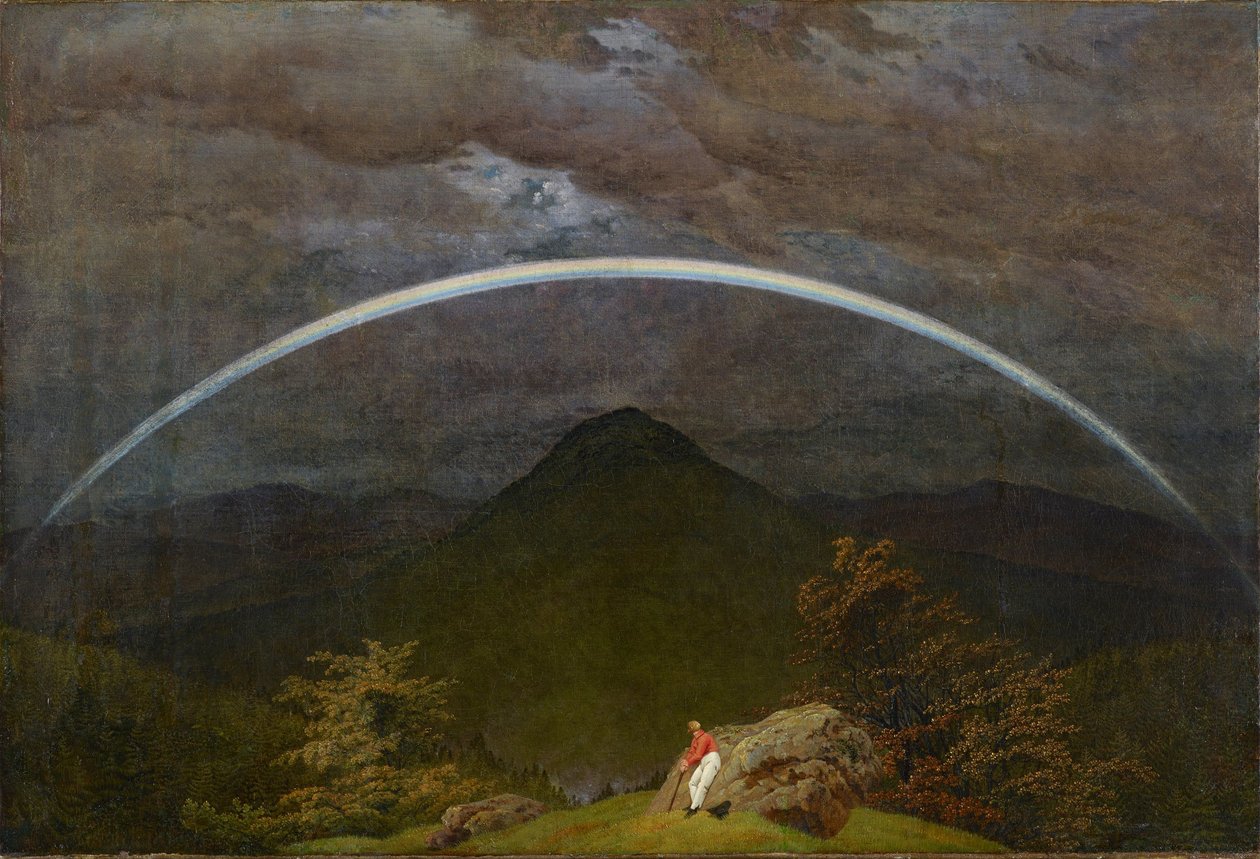 Berglandschap met regenboog door Caspar David Friedrich