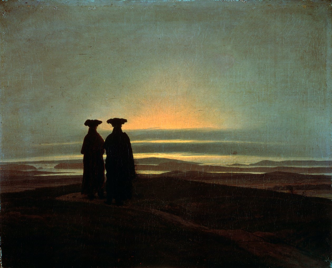Zonsondergang Broers, tussen 1830 en 1835 door Caspar David Friedrich
