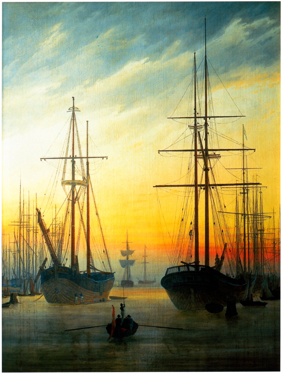 Uitzicht op een haven door Caspar David Friedrich