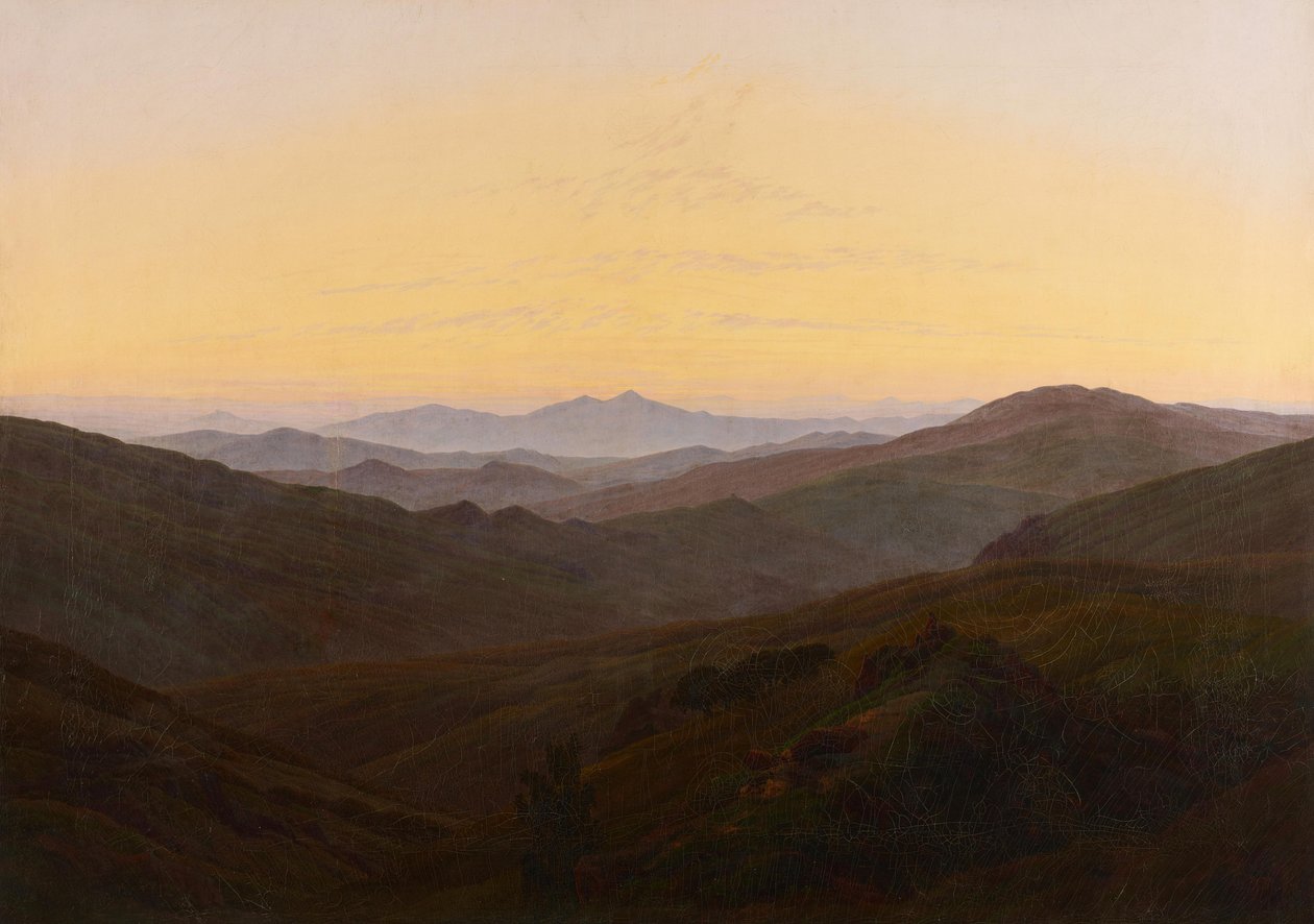 Voor zonsopgang in de bergen door Caspar David Friedrich
