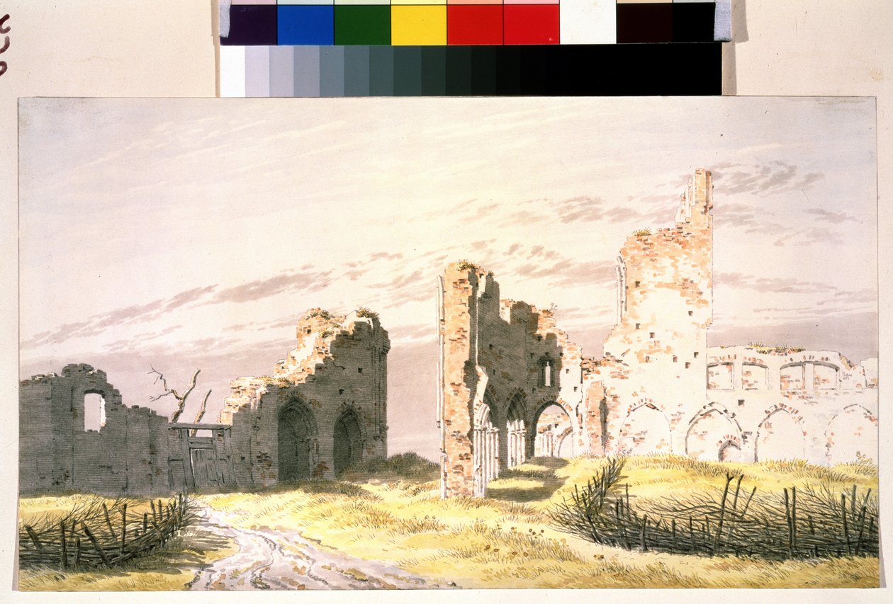 Uitzicht op de ruïnes van een klooster in Elden door Caspar David Friedrich