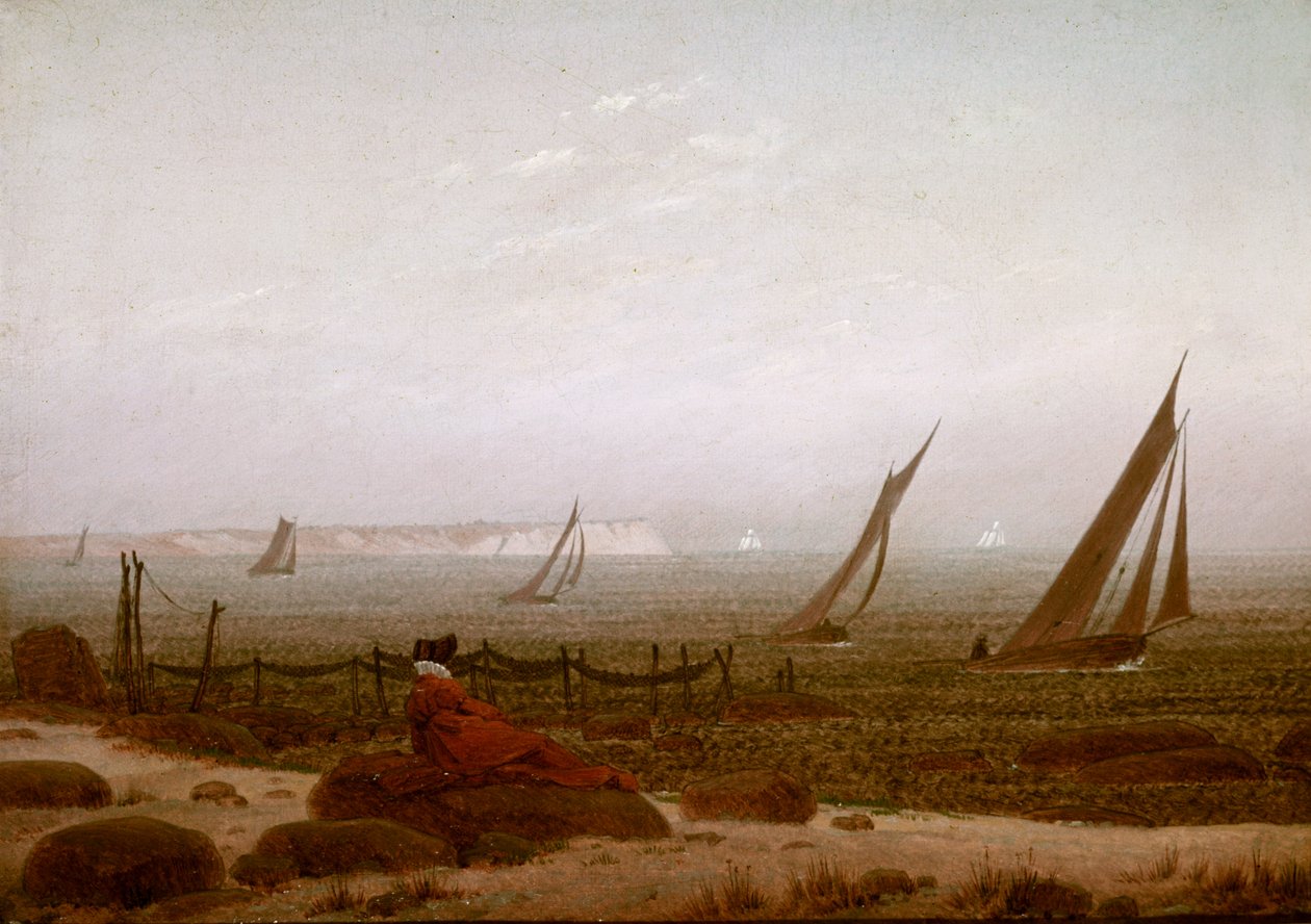 Vrouw op het strand van Rügen door Caspar David Friedrich