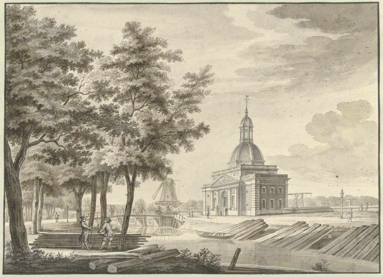 Gezicht op de nieuw gebouwde Muiderpoort, 1771 door Caspar Jacobsz. Philips