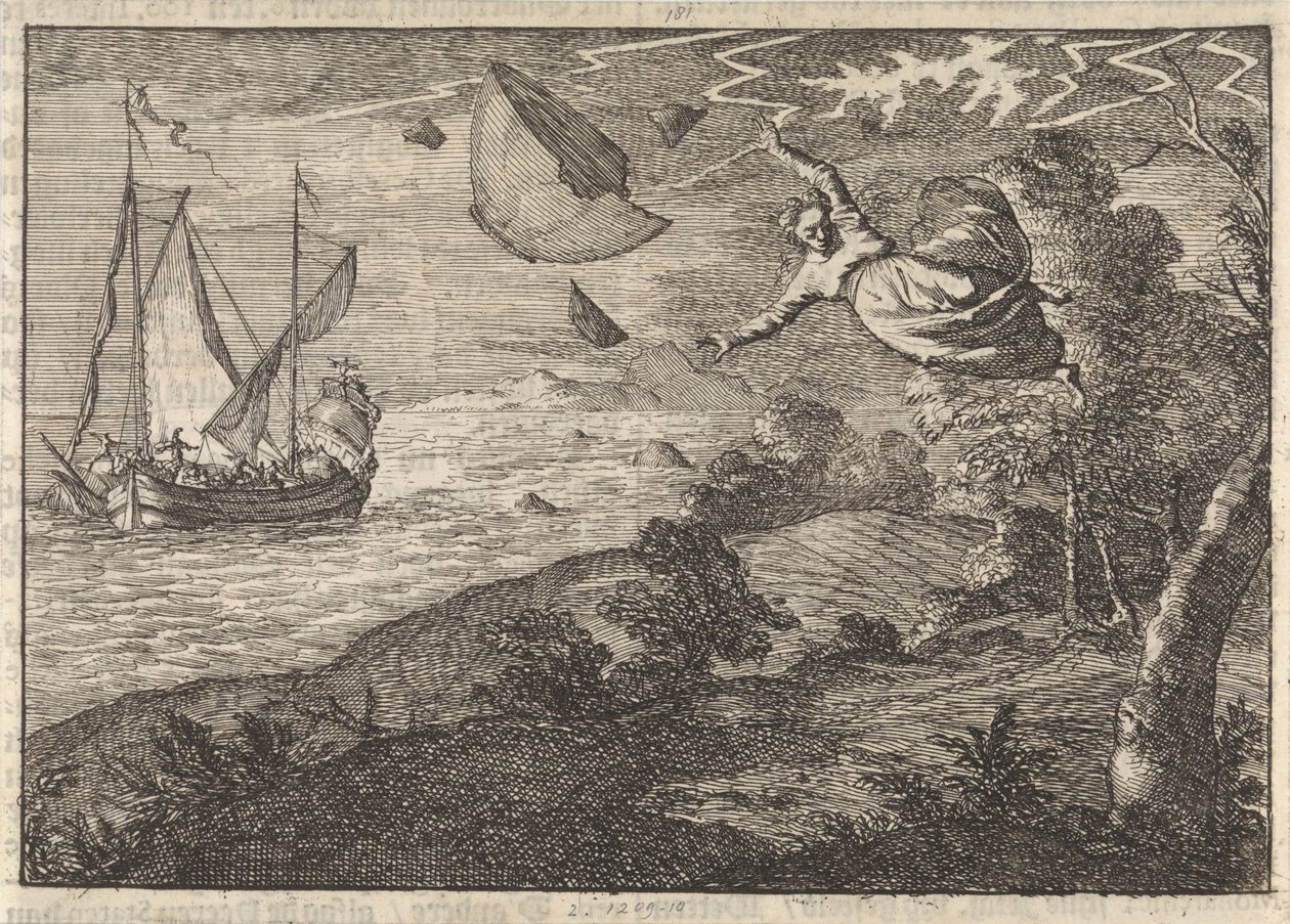 Hevige wind aan de kust van Malmö, 1679 door Caspar Luyken