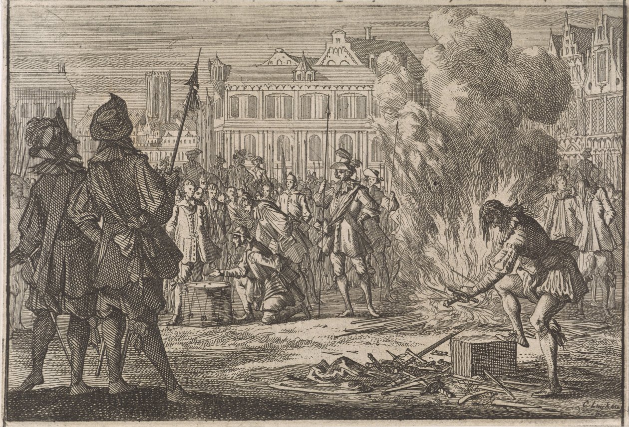 Militaire rechtbank op het marktplein van Praag, 1642 door Caspar Luyken