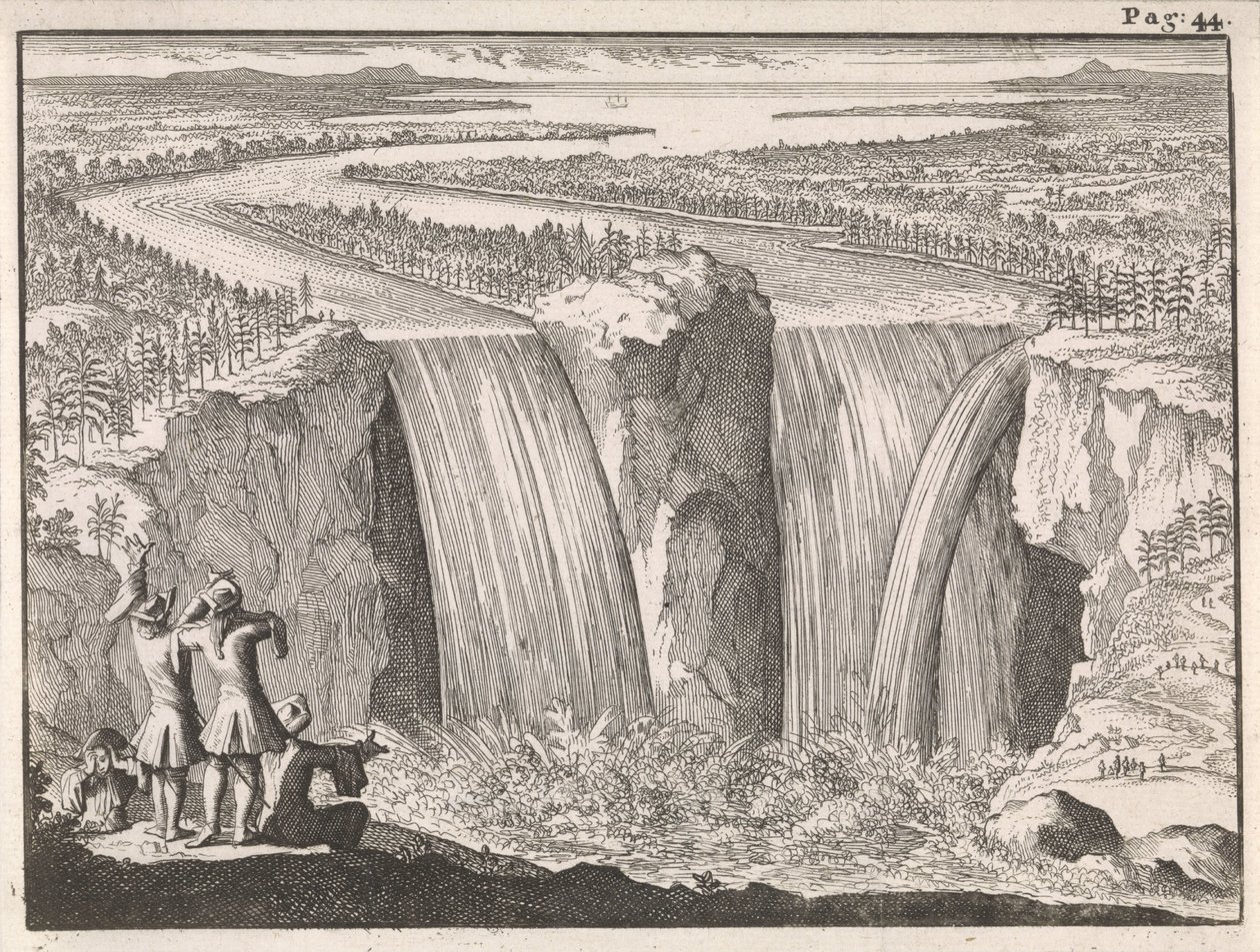 Niagarawatervallen door Caspar Luyken