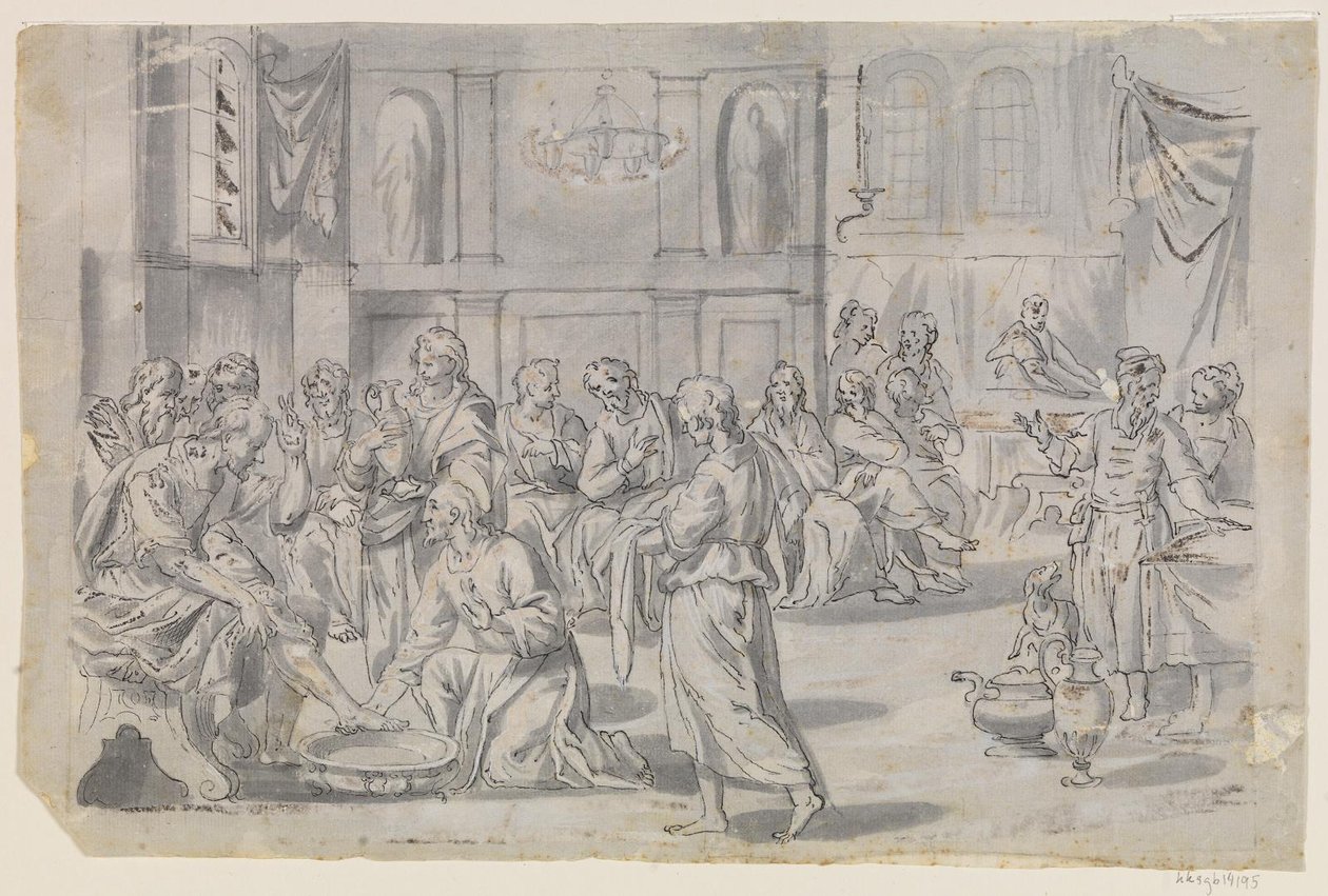 De voetwassing van de apostel Petrus door Caspar Menneler