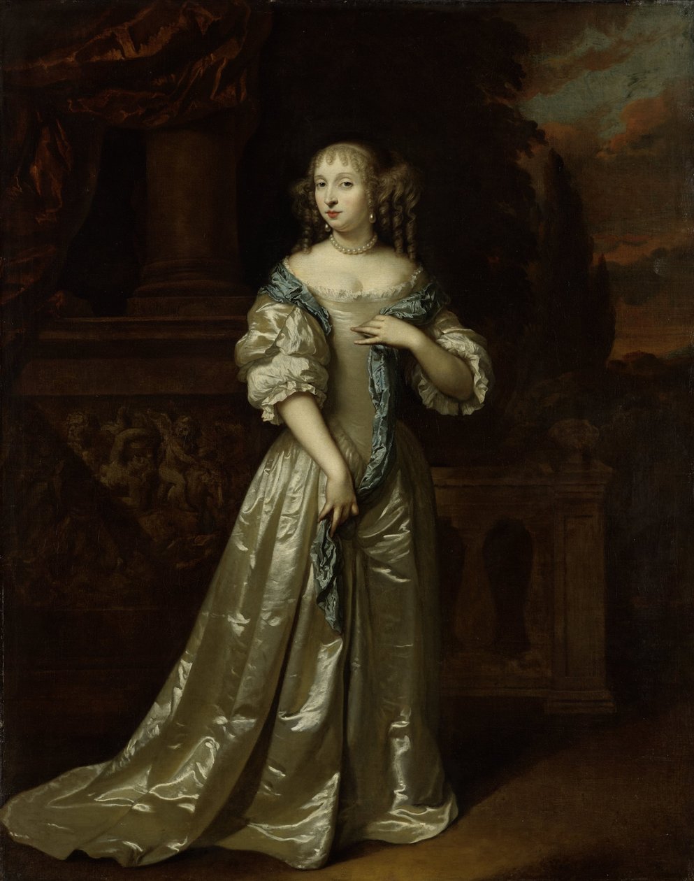 Portret van Philippina Staunton, vrouw van Roelof van Arkel (1632-1709), heer van Broeckhuijsen door Caspar Netscher