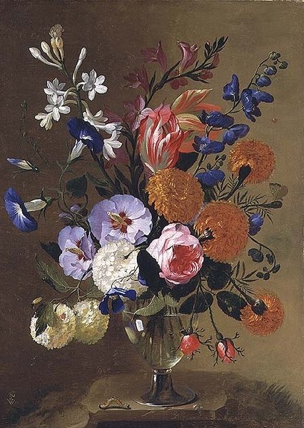 Een stilleven van bloemen in een vaas, 1668 door Caspar Pieter I Verbrugghen