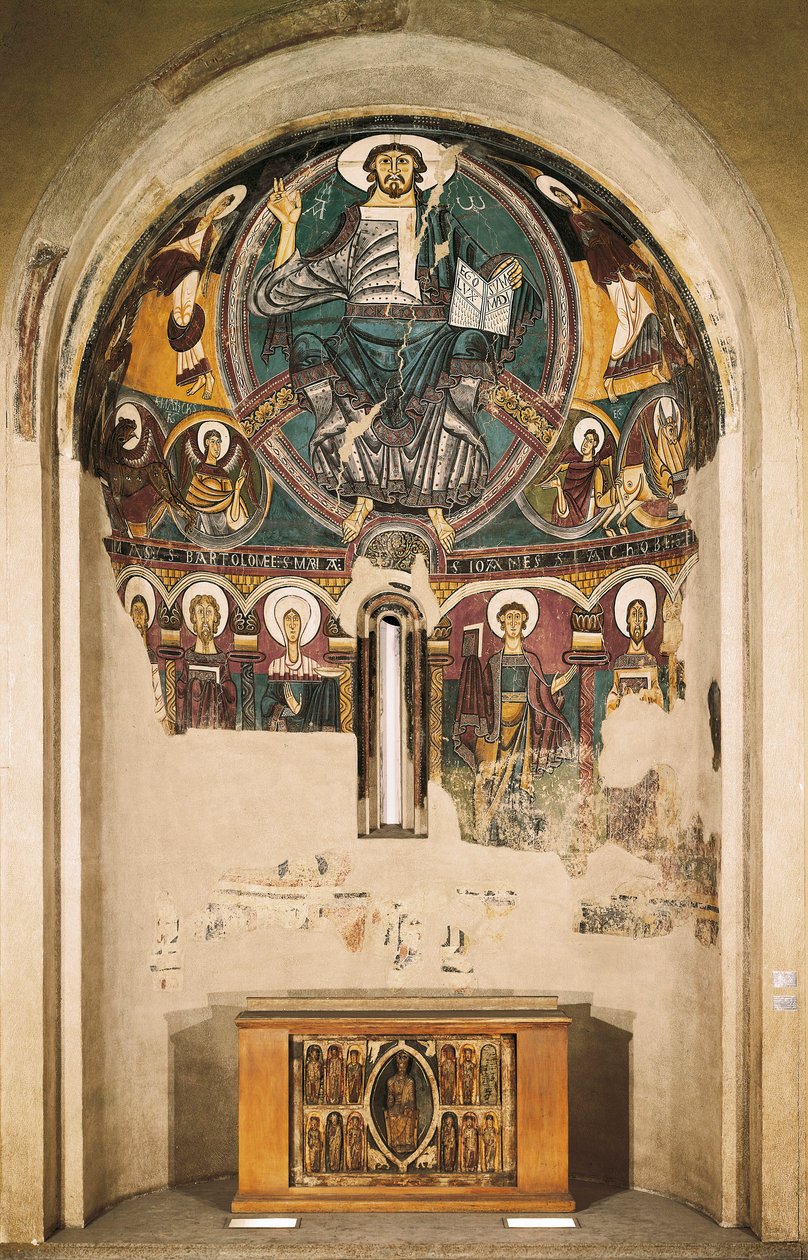 Christus in glorie, uit de kerk van San Clemente de Tahull, Lerida, Spanje door Catalan School