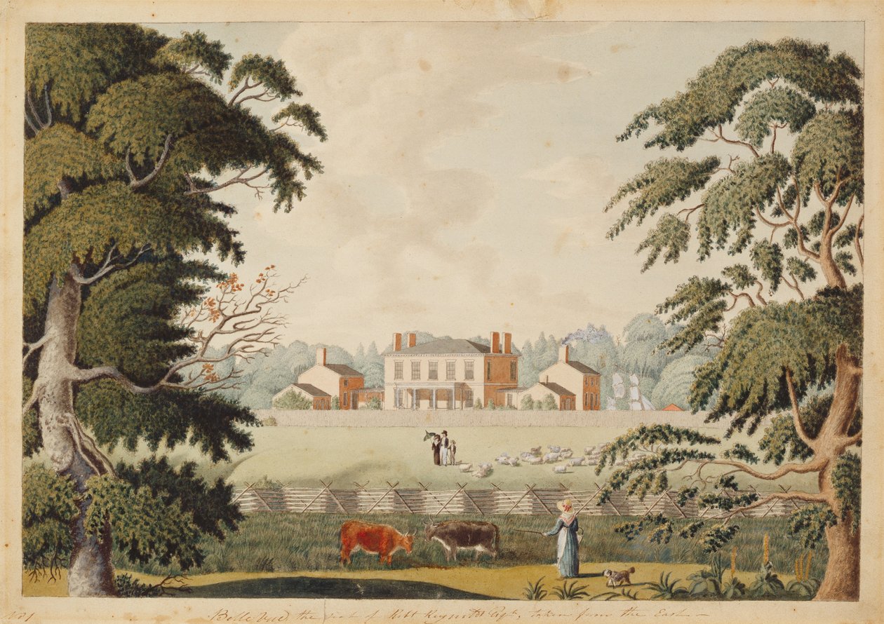 Belle Vue, het landgoed van Robert Reynolds, Esquire vanuit het oosten door Catherine Reynolds