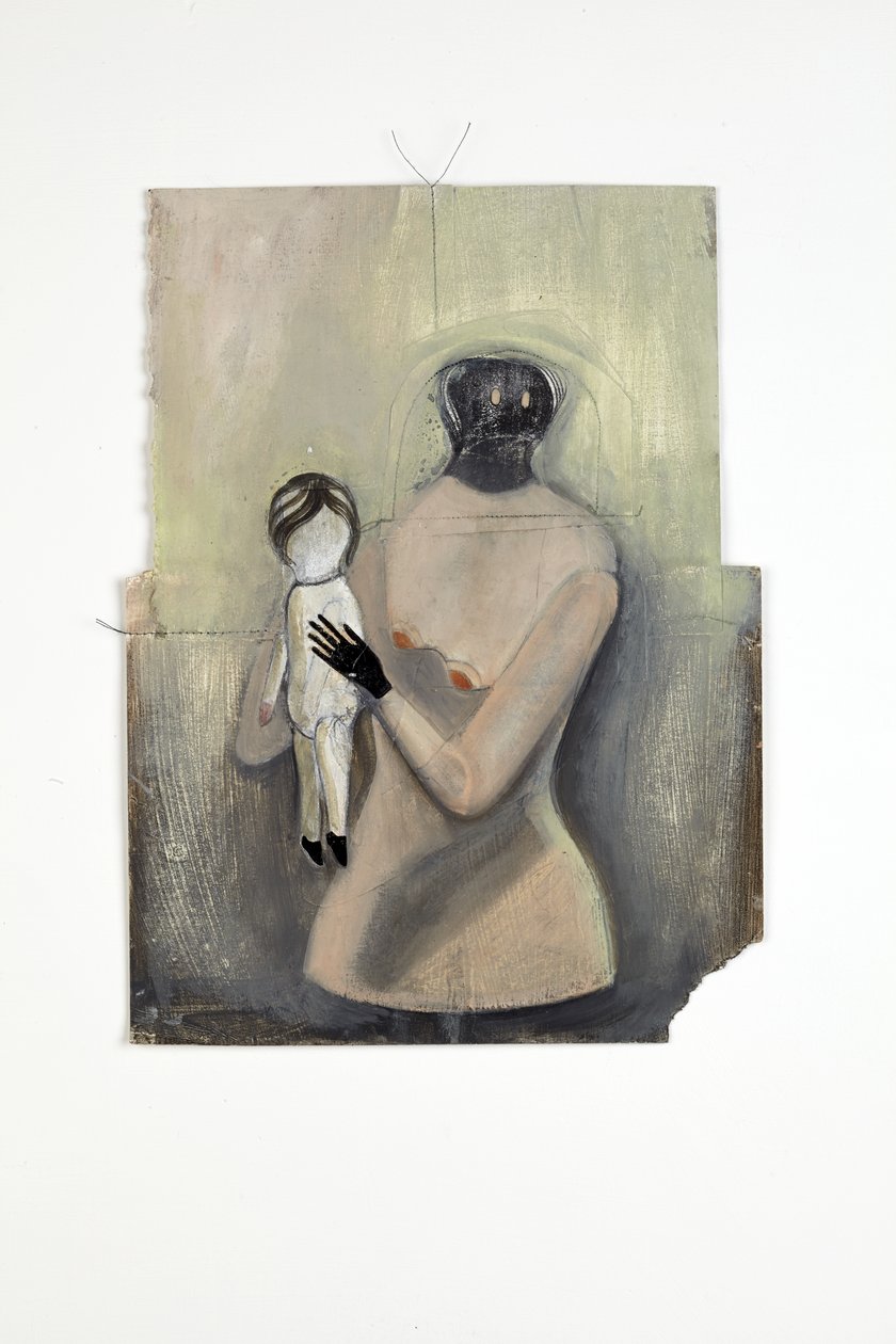Inbetween, 2014 (papiercollage, katoendraad, olieverf en glansverf) door Cathie Pilkington