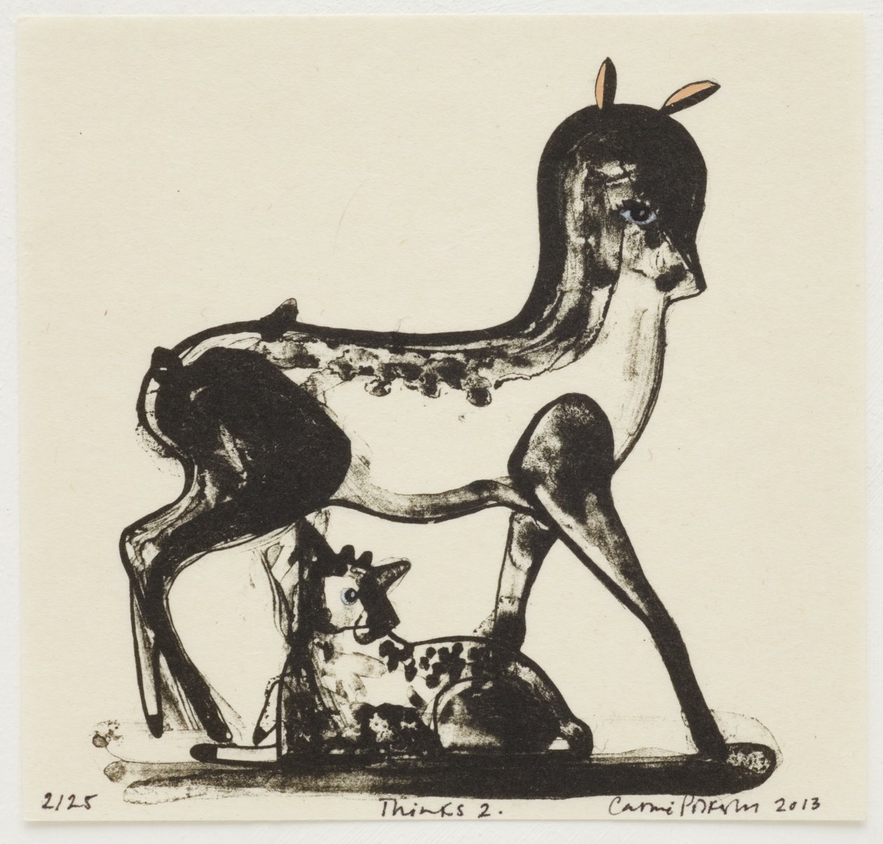 Denkt 2, 2013 (litho met handinkleuring) door Cathie Pilkington