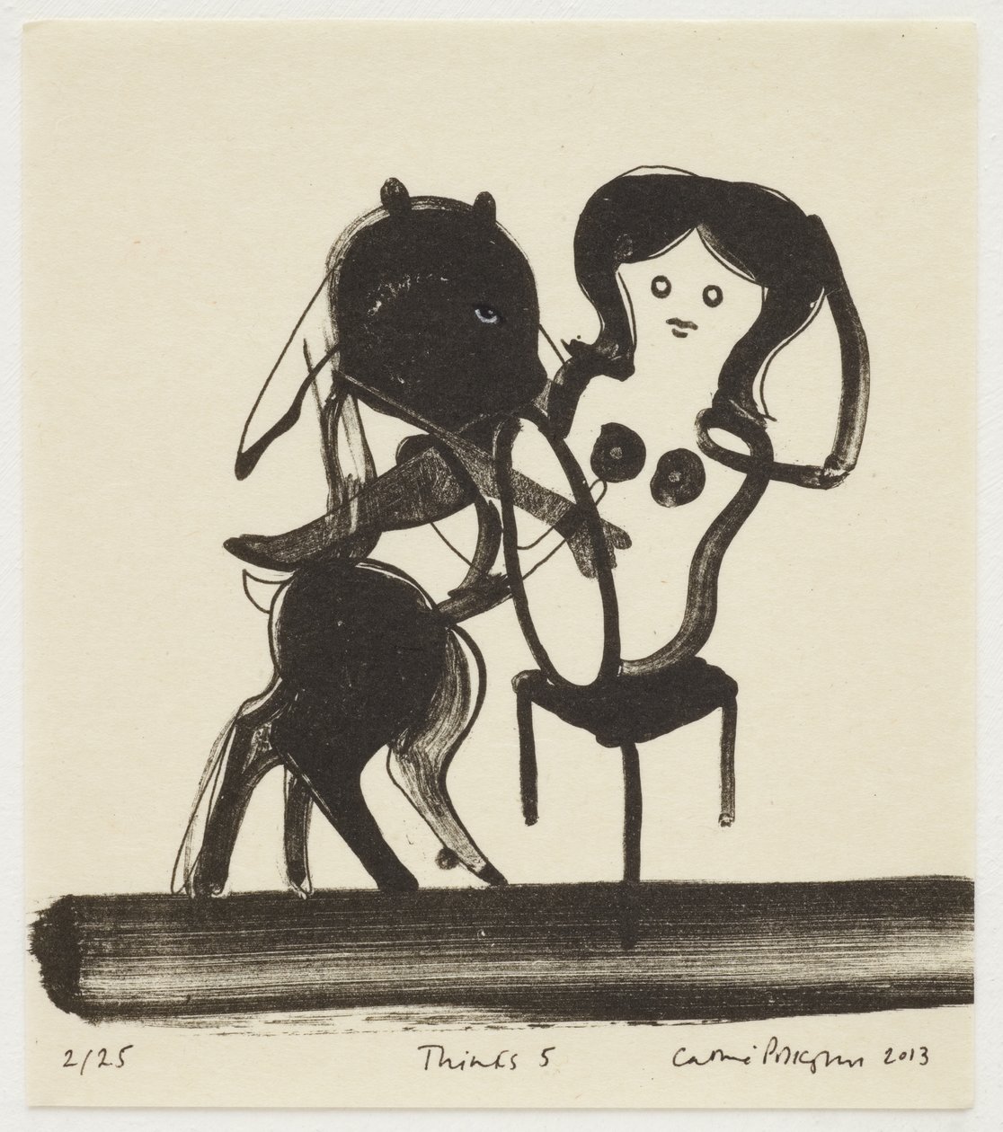 Denkt 5, 2013 (litho met handinkleuring) door Cathie Pilkington