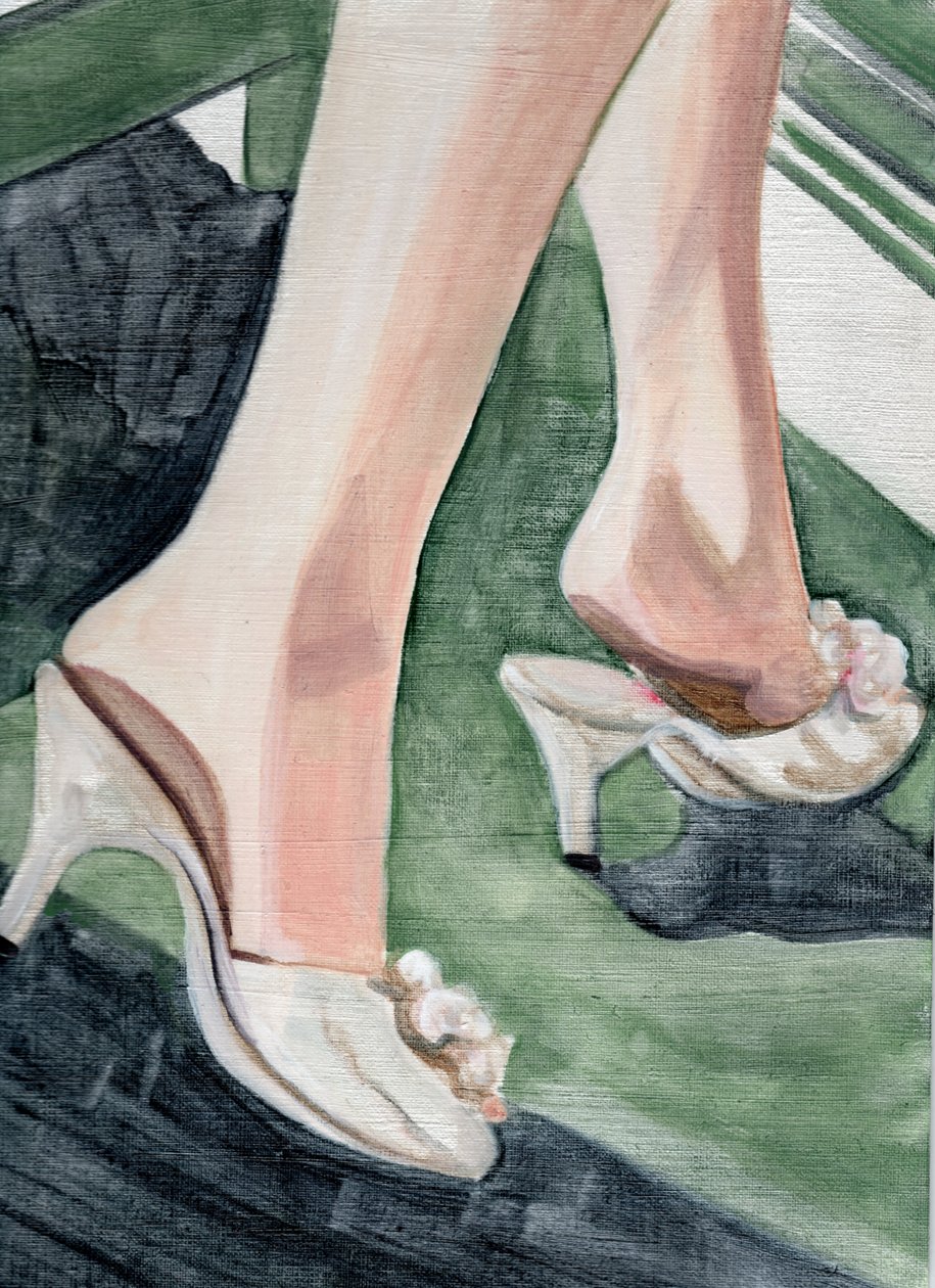 No Place is Home, 2020 (acryl  olieverf op papier) door Cathy Lomax