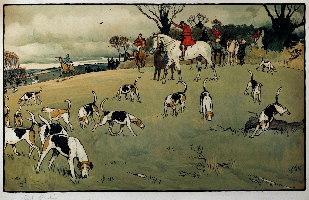 Jachtscène, een spoor door Cecil Charles Windsor Aldin