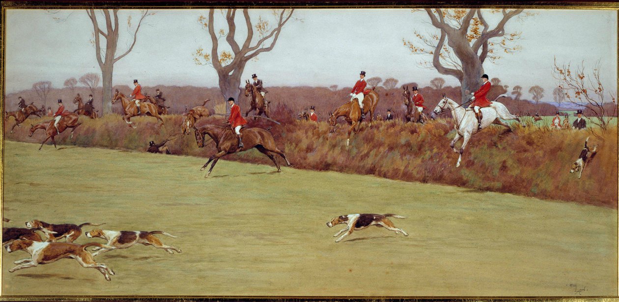 Jachtscène, de bemanning Blackmoor door Cecil Charles Windsor Aldin