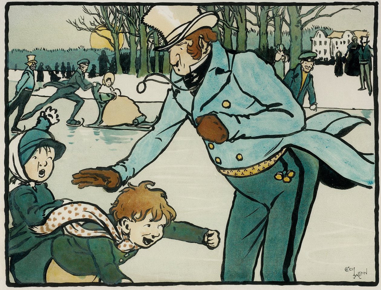 Oude Engelse sporten en spellen: Schaatsen door Cecil Charles Windsor Aldin