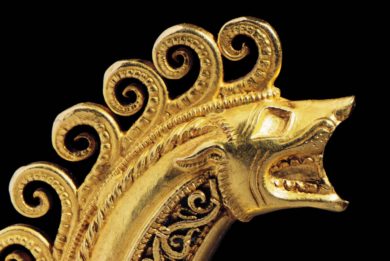 Zeer belangrijke La Tene krijger fibula (detail) door Celtic