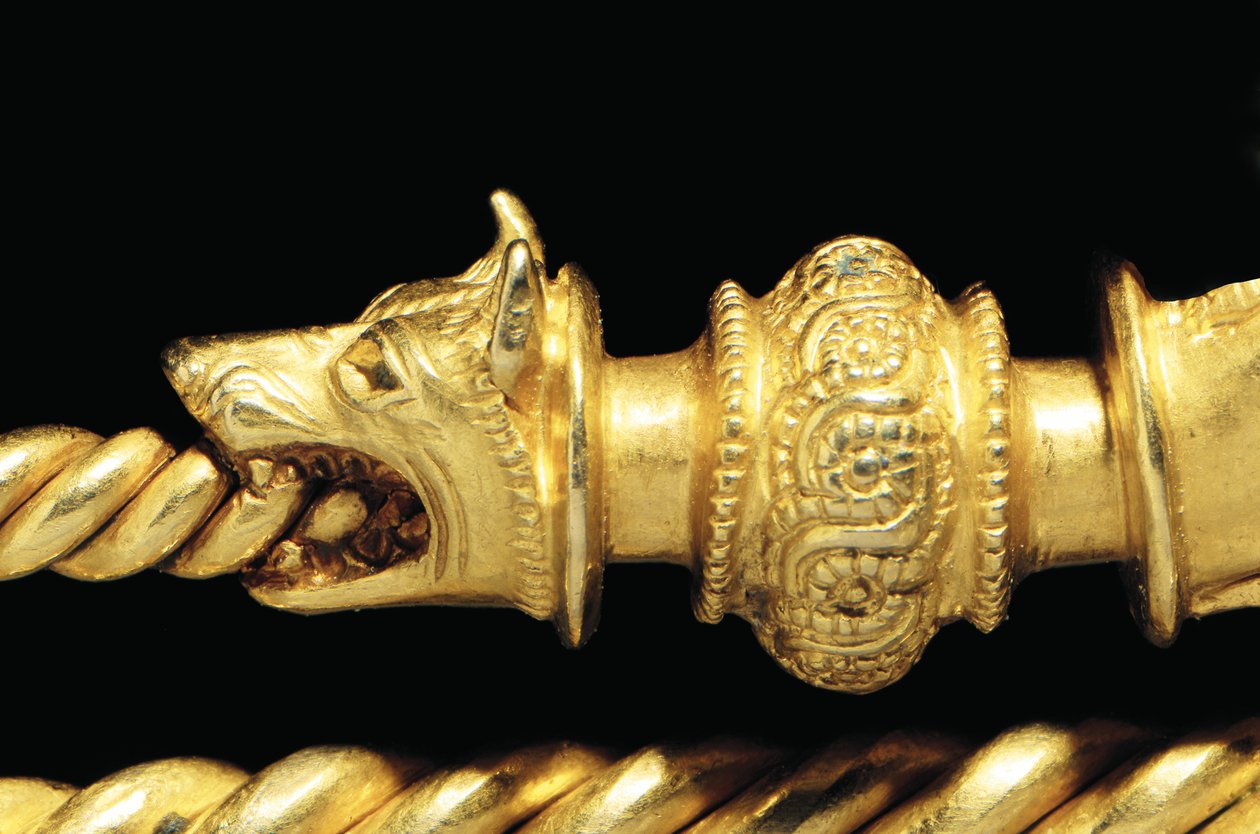 Zeer belangrijke La Tene krijger fibula, detail door Celtic