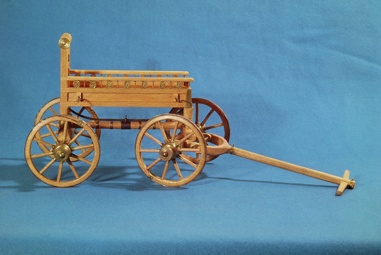 Reconstructie van een wagen gevonden in het graf van een prinses van Vix (hout) door Celtic
