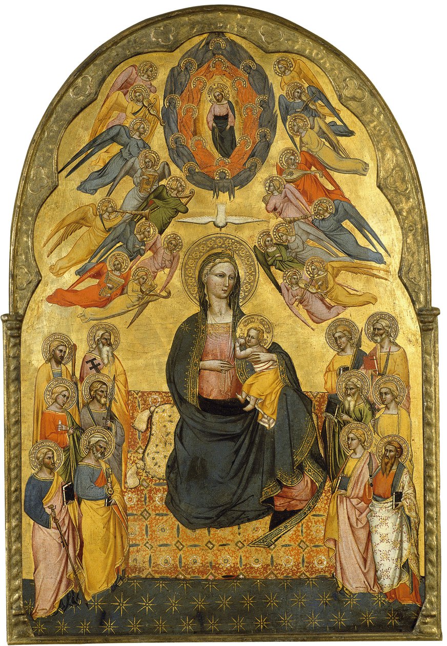 De Maagd van Nederigheid met de Heilige Vader, de Heilige Geest en de twaalf apostelen door Cenni di Francesco di ser Cenni