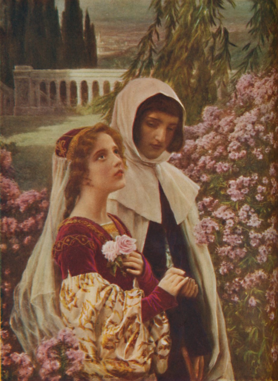 Dante en Beatrice in de Tuin door Cesar Saccagi