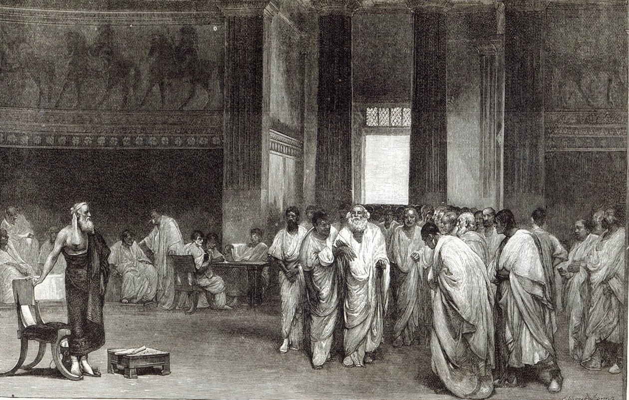 Appius Claudius die de Senaat overtuigt om het vredesaanbod van Pyrrhus af te wijzen, uit 