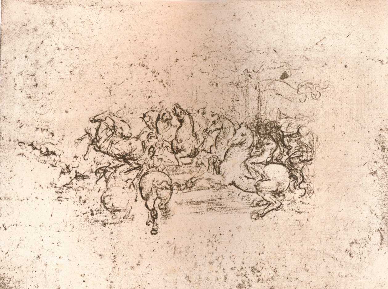 Kopie van een deel van de cartoon van de Slag bij Anghiari, ca. 1505-ca. 1523, 1883 door Cesare da Sesto