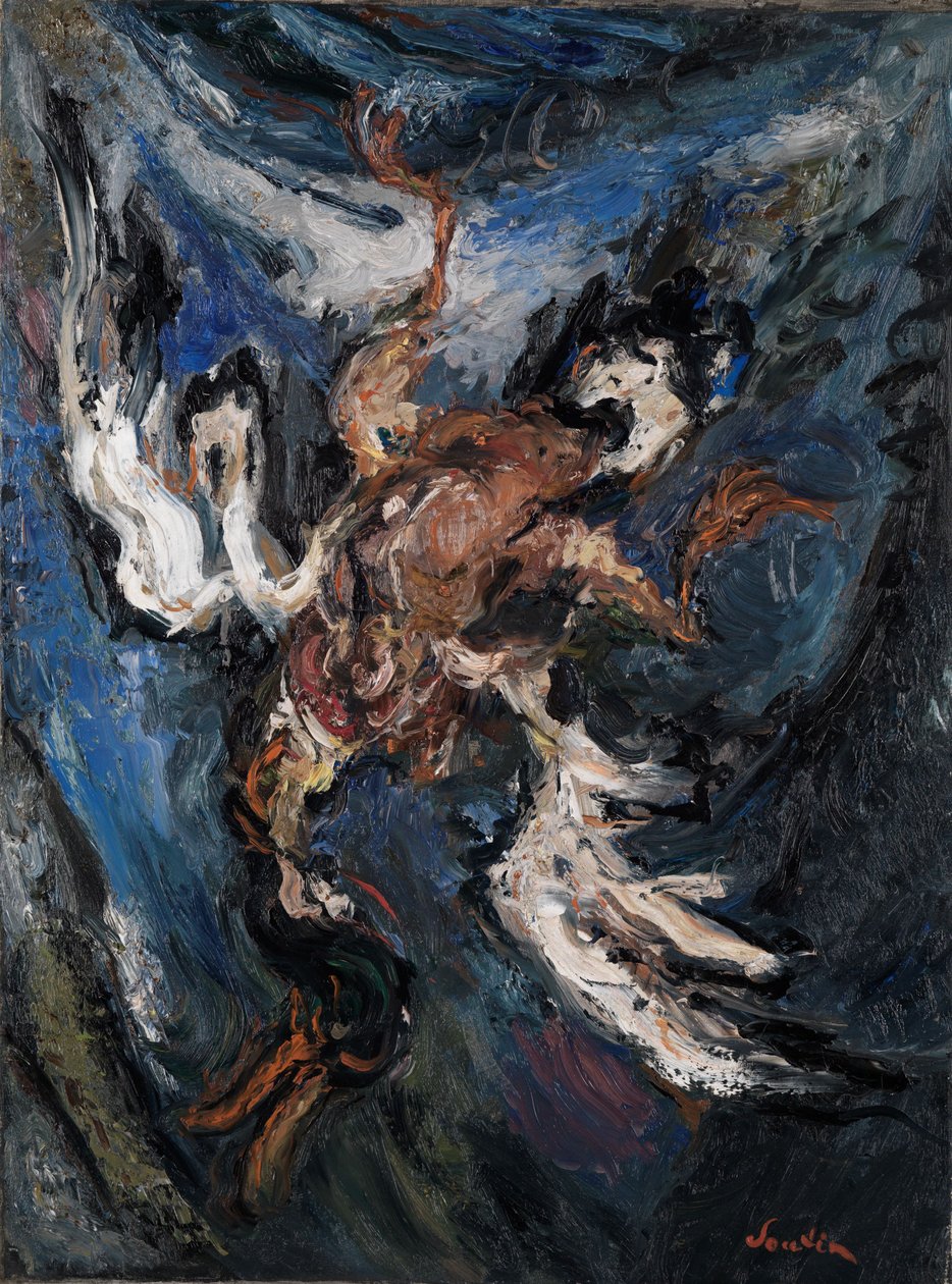 Eend op blauwe achtergrond door Chaim Soutine