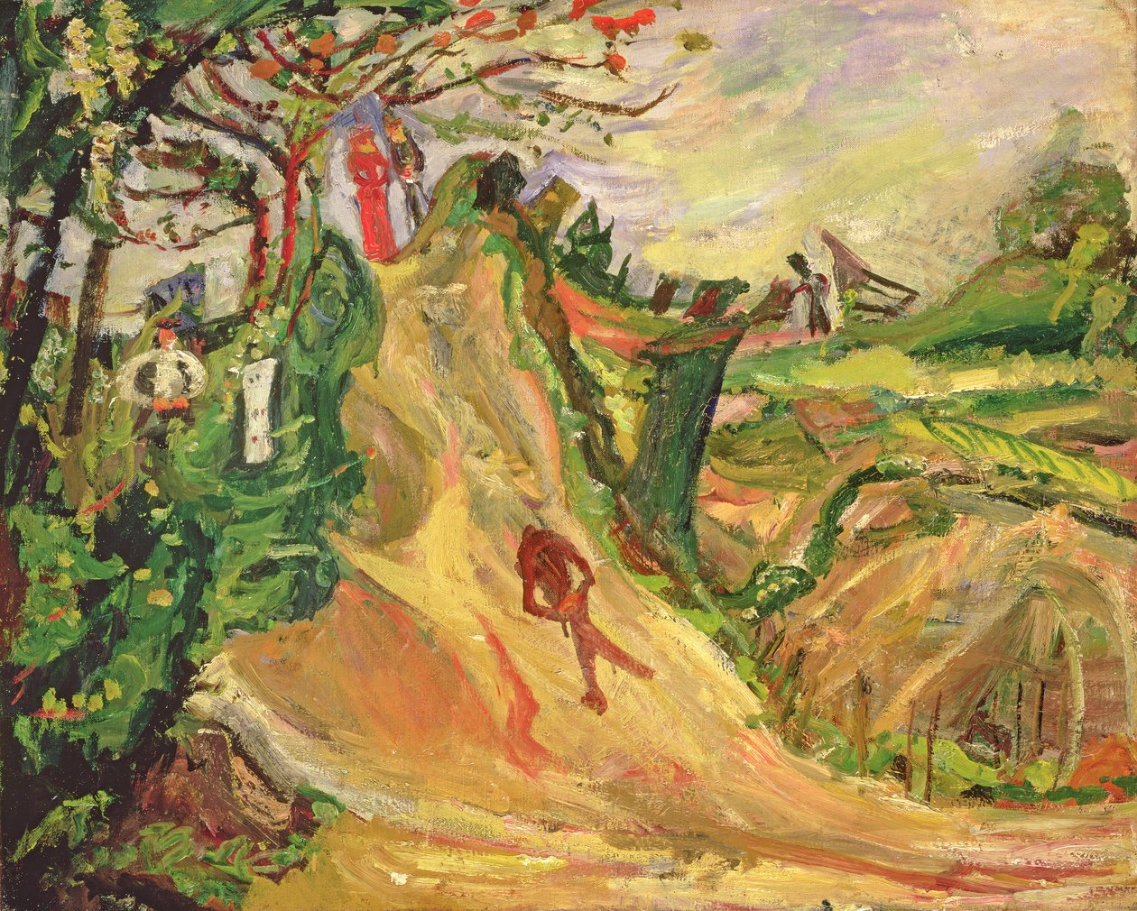 Heuvel met een Man op de Weg door Chaim Soutine
