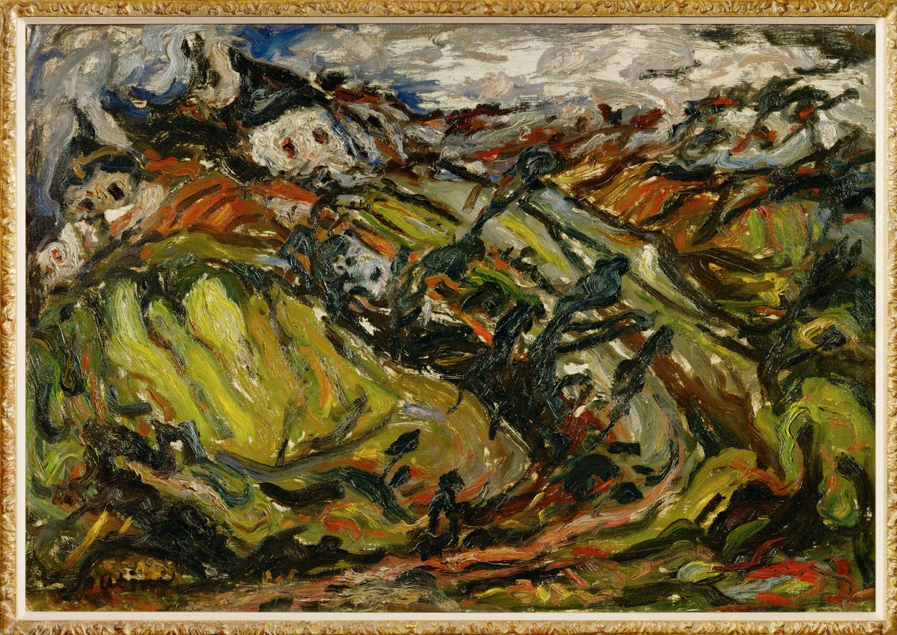 Huizen in Ceret (schilderij op doek) door Chaim Soutine