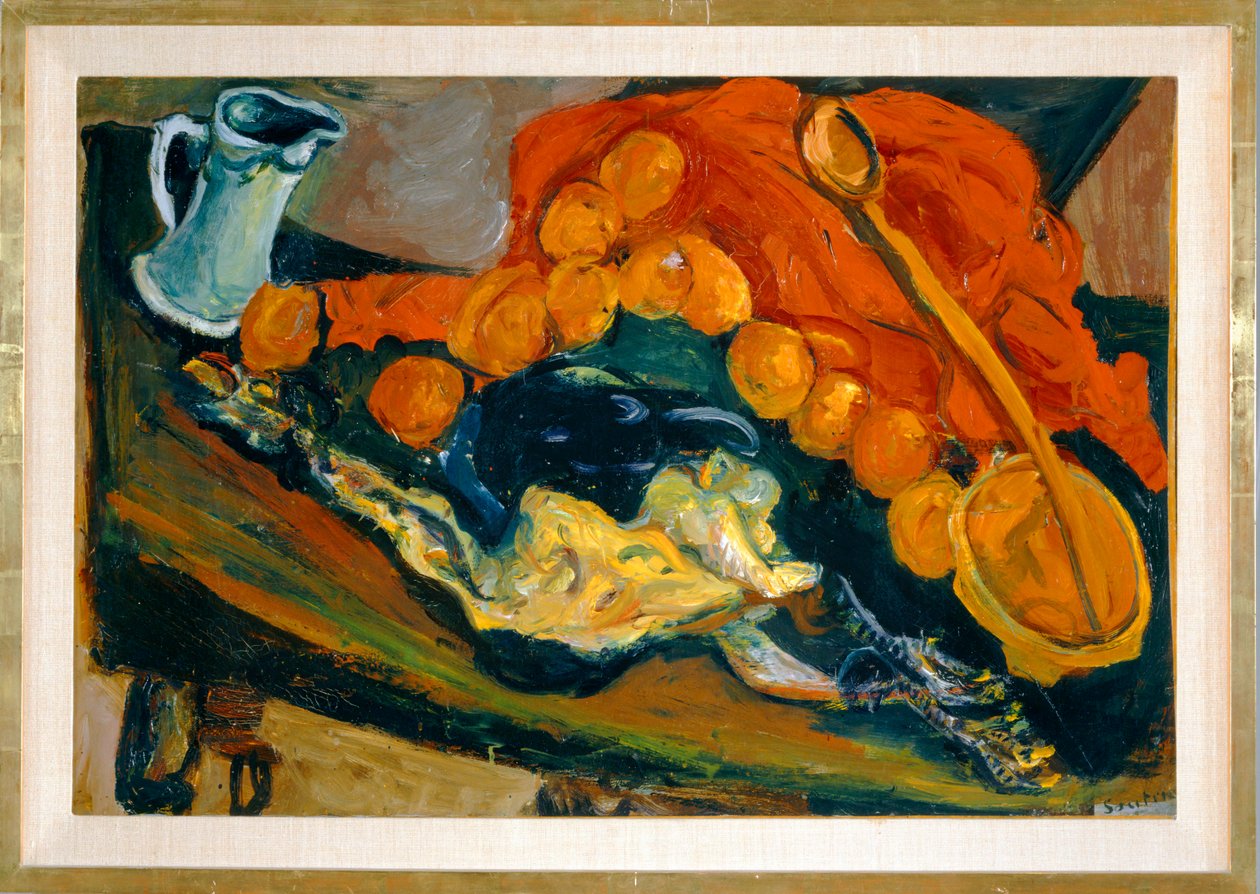 Nature morte au morceau de viande crue - stilleven met een stuk rauw vlees ... (schilderij op doek) door Chaim Soutine