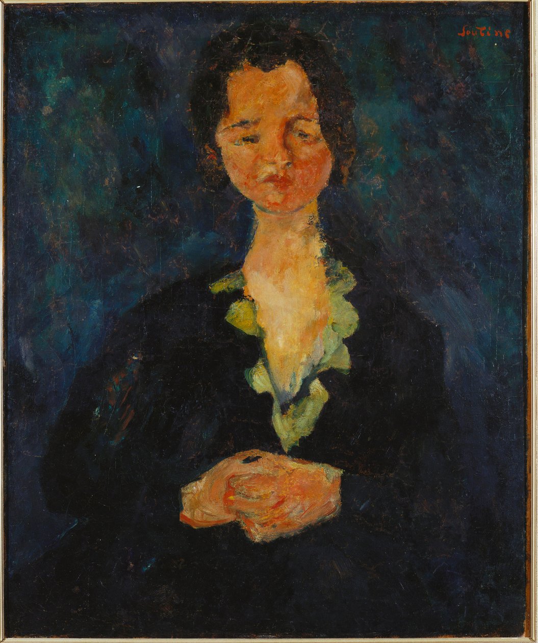 Portret van een vrouw met een blauwe achtergrond, 1927 door Chaim Soutine