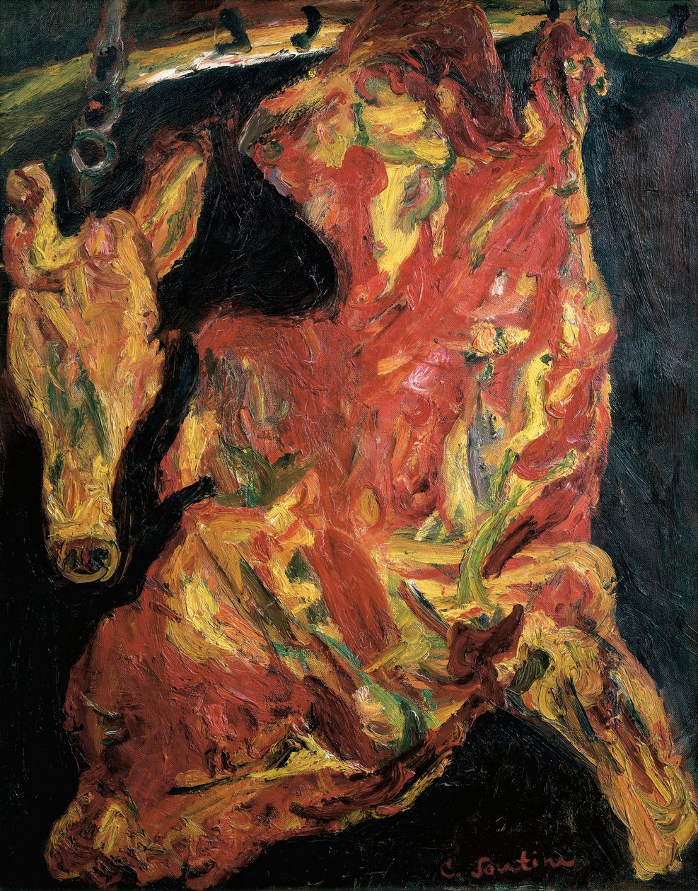 Kalfskop en stuk rundvlees door Chaim Soutine