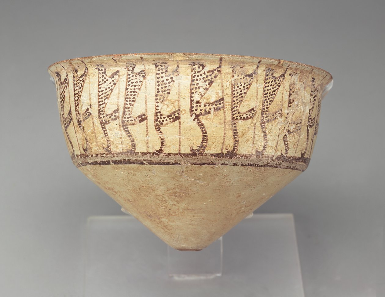Kegelvormige kom met een luipaardontwerp, 3500-3000 v.Chr. door Chalcolithic