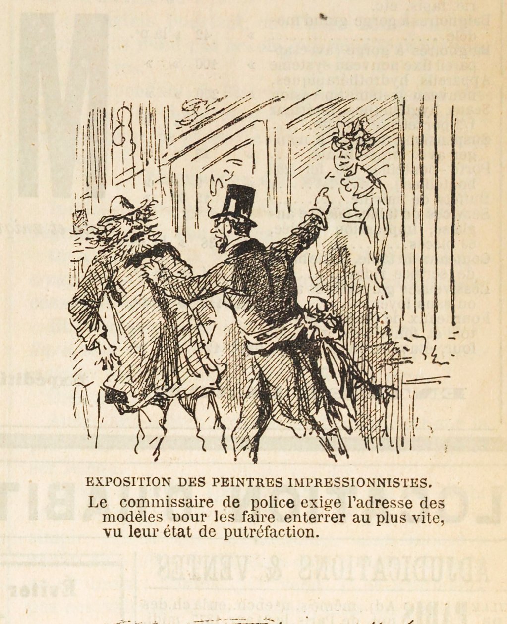 De politiecommissaris eist het adres van de modellen om ze te begraven..., 1877 door Cham