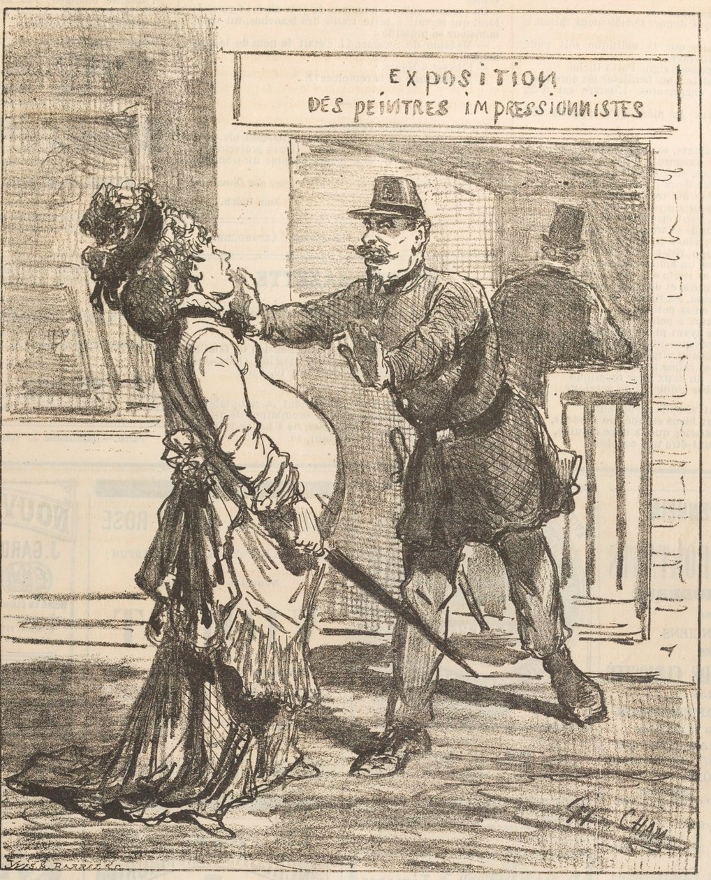 Mevrouw, het is niet raadzaam om binnen te komen! Le Charivari, 16 april 1877, 1877 door Cham