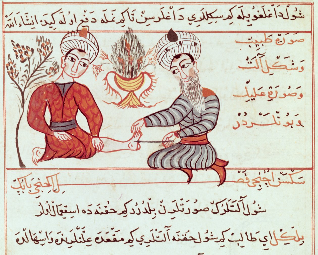 Ms Sup Turc 693 fol.125 Behandeling van zweren en wratten door Charaf ed Din