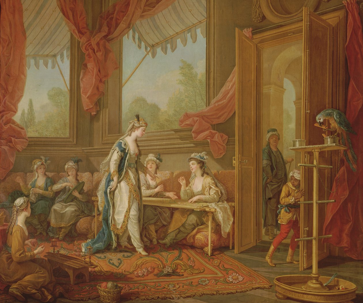 De sultana bestelt tapijten bij de odalisk door Charles Amedee Philippe van Loo
