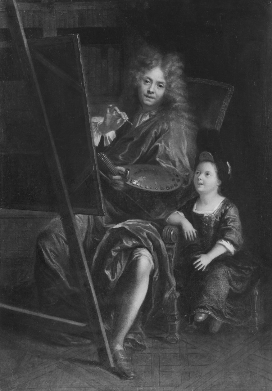 Zelfportret met zijn zoon Charles door Charles Antoine Coypel