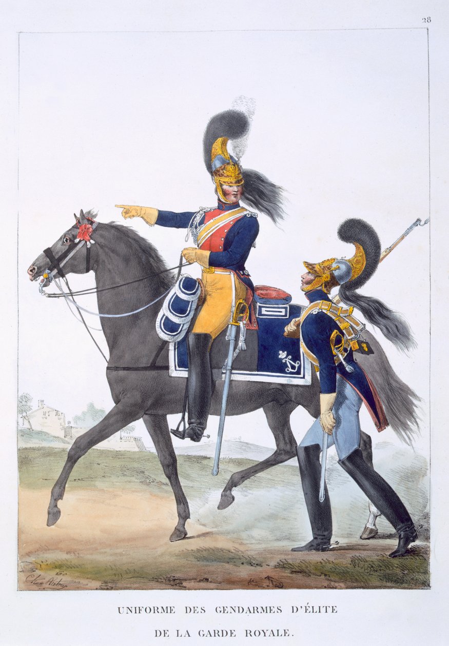 Uniform van de Elite Gendarme van de Koninklijke Garde, 1823 door Charles Aubry