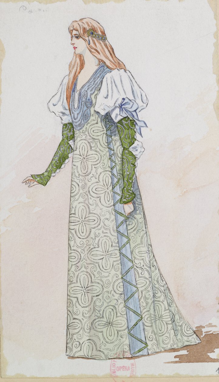 Desdemona Kostuumontwerp voor de eerste uitvoering van Otello door Giuseppe Verdi (1831-1901) in 1894 in de Opera van Parijs, 1894 door Charles Bianchini
